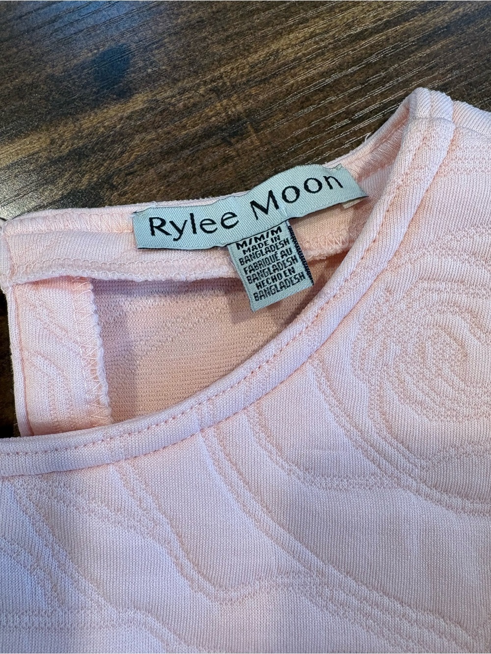 Rylee Moda Pink Rose-Embossed Jewel-Sleeve Sweatshirt - Picture 3 of 4